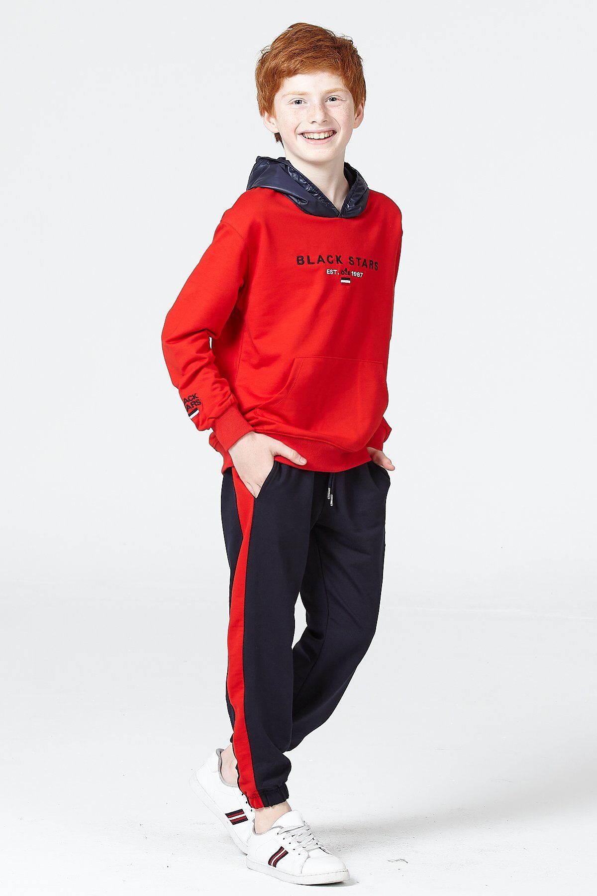 Erkek Çocuk Şardonsuz 2 İplik Spor Eşofman Takımı – Normal Kalıp Mevsimlik 12-13 Yaş - KIRMIZI