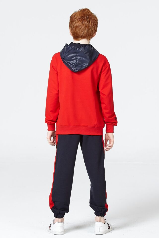 Erkek Çocuk Şardonsuz 2 İplik Spor Eşofman Takımı – Normal Kalıp Mevsimlik 12-13 Yaş - KIRMIZI