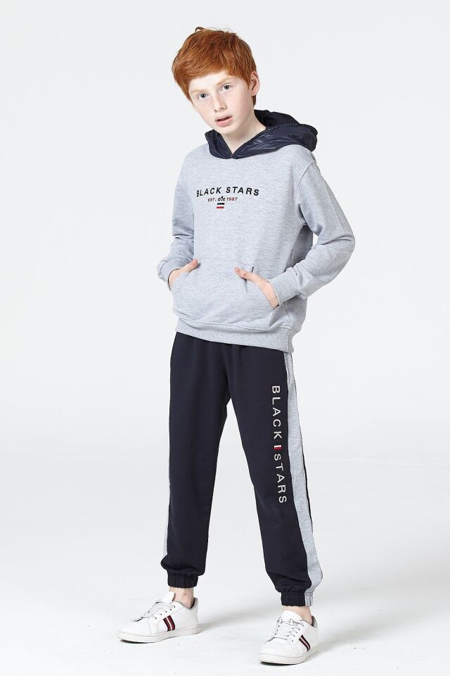 Erkek Çocuk Şardonsuz 2 İplik Spor Eşofman Takımı – Normal Kalıp Mevsimlik 8-9 Yaş - GRİ MELANJ