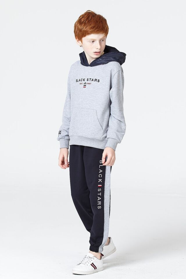 Erkek Çocuk Şardonsuz 2 İplik Spor Eşofman Takımı – Normal Kalıp Mevsimlik 10-11 Yaş - GRİ MELANJ