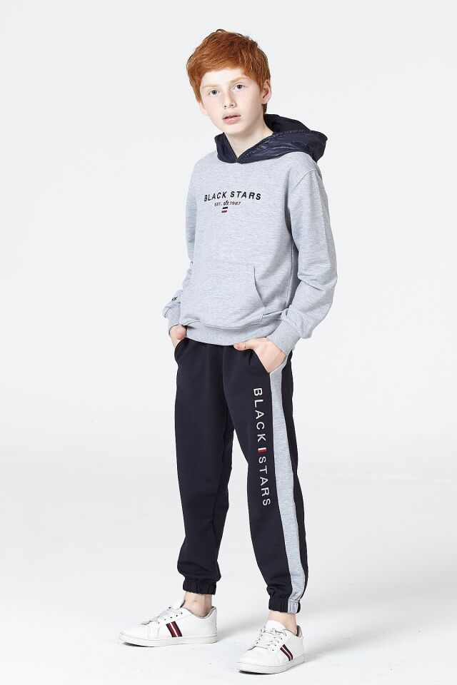 Erkek Çocuk Şardonsuz 2 İplik Spor Eşofman Takımı – Normal Kalıp Mevsimlik 10-11 Yaş - GRİ MELANJ