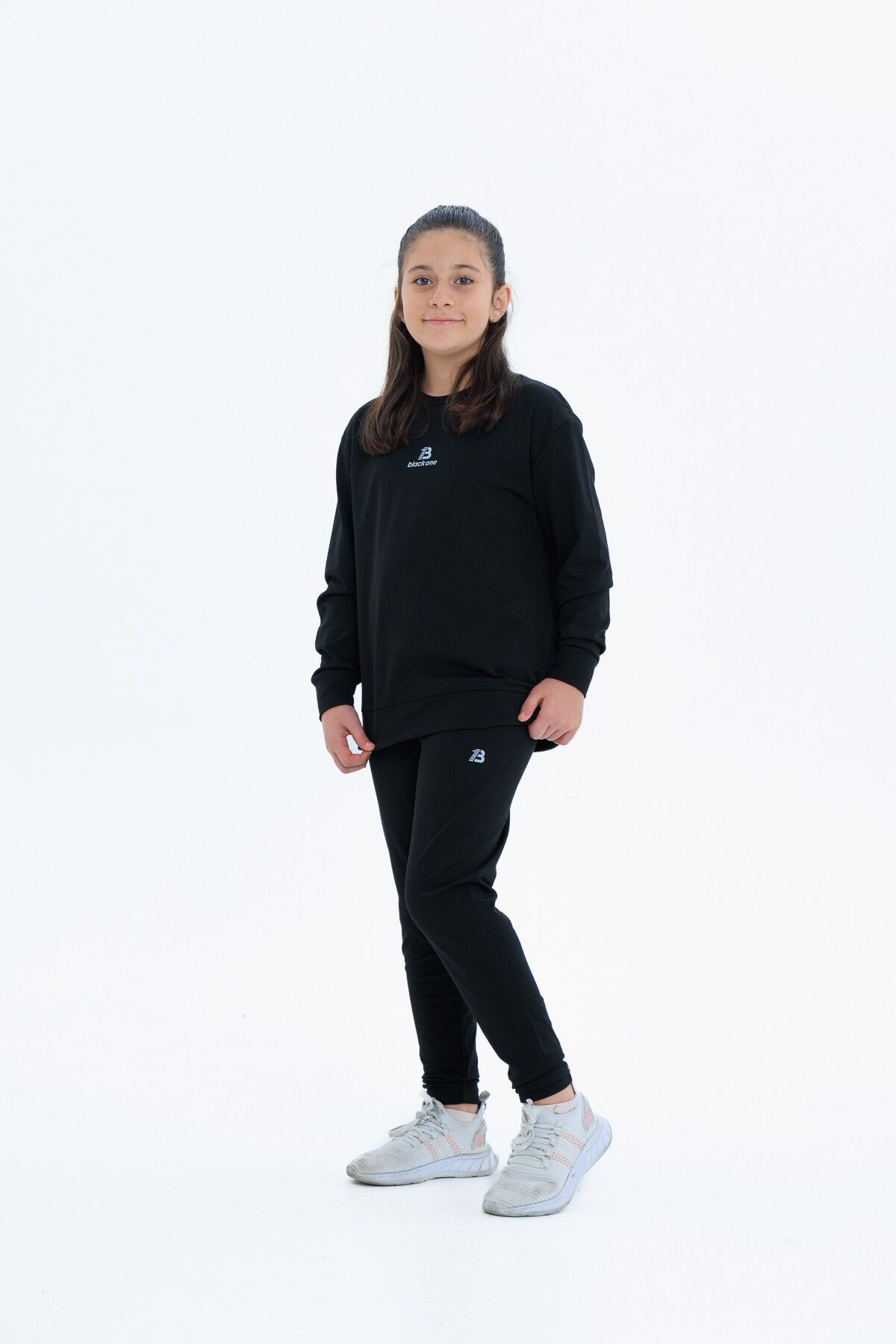 Kız Çocuk Şardonlu Dalgıç Kumaş Eşofman Takımı (Sweatshirt + Tayt)