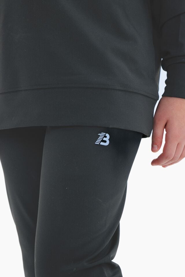 Kız Çocuk Şardonlu Dalgıç Kumaş Eşofman Takımı (Sweatshirt + Tayt)