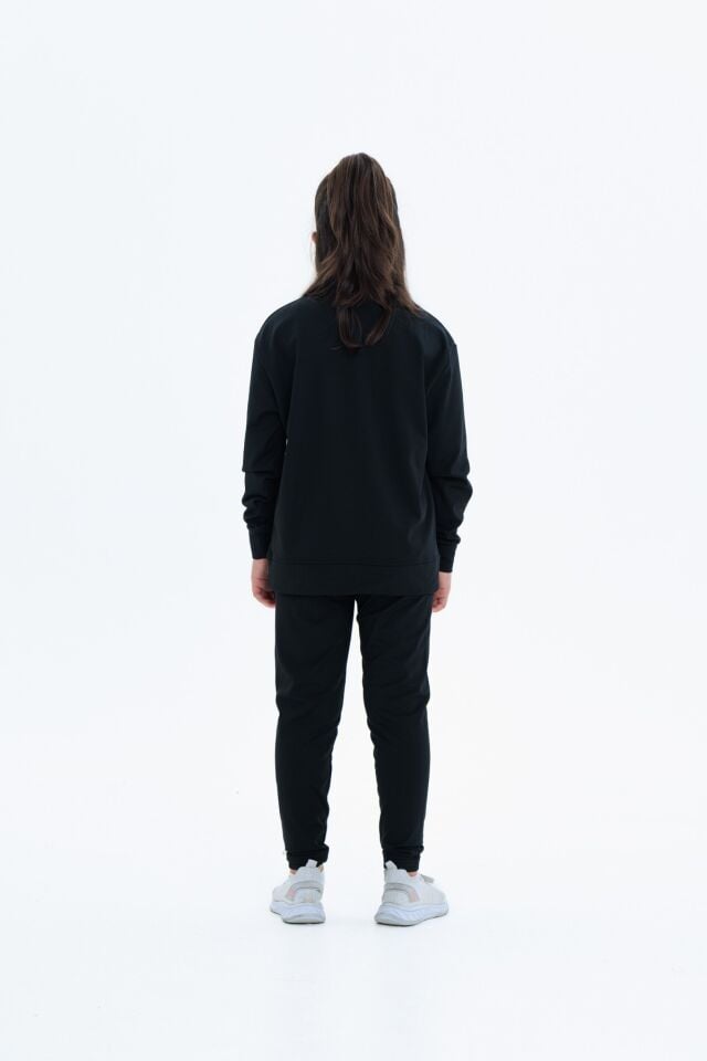 Kız Çocuk Şardonlu Dalgıç Kumaş Eşofman Takımı (Sweatshirt + Tayt)