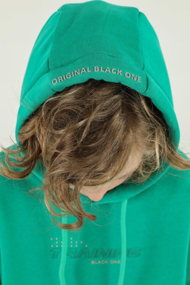 Kapüşonlu Baskı Detaylı Kargo Cepli Erkek Çocuk Eşofman Takımı BENETTON YEŞİL - 11-12 Yaş