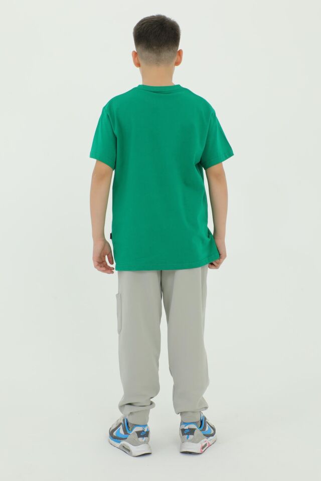 Bisiklet Yaka Erkek Çocuk Baskı Detaylı Eşofman Takımı BENETTON YEŞİL - 10-11 Yaş