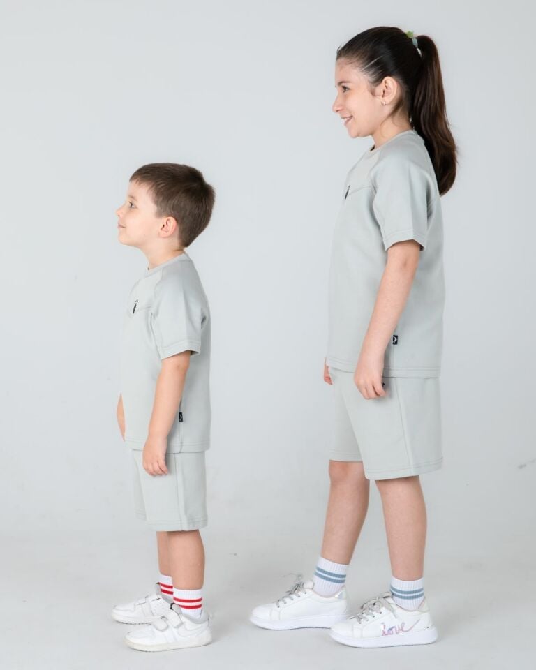 Kız/Erkek Çocuk Yazlık Şort Tişört İkili Takım Baskılı Cep Detaylı