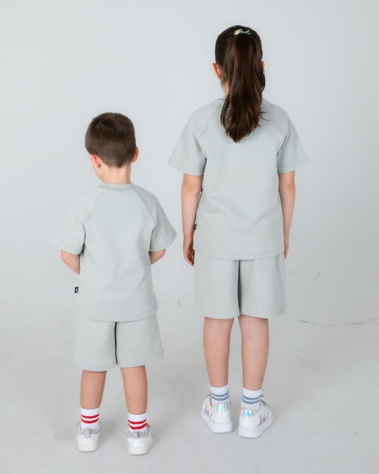 Kız/Erkek Çocuk Yazlık Şort Tişört İkili Takım Baskılı Cep Detaylı