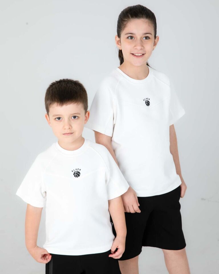 Kız/Erkek Çocuk Yazlık Şort Tişört İkili Takım Baskılı Cep Detaylı EKRU - 11-12 Yaş