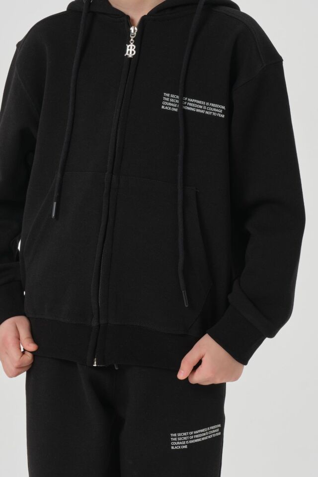 Likrasız Mevsimlik Erkek Çocuk Eşofman Takımı SİYAH - 8-9 Yaş