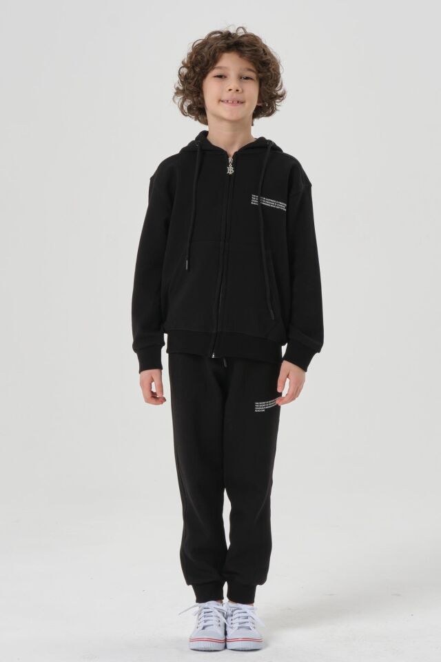 Likrasız Mevsimlik Erkek Çocuk Eşofman Takımı SİYAH - 8-9 Yaş