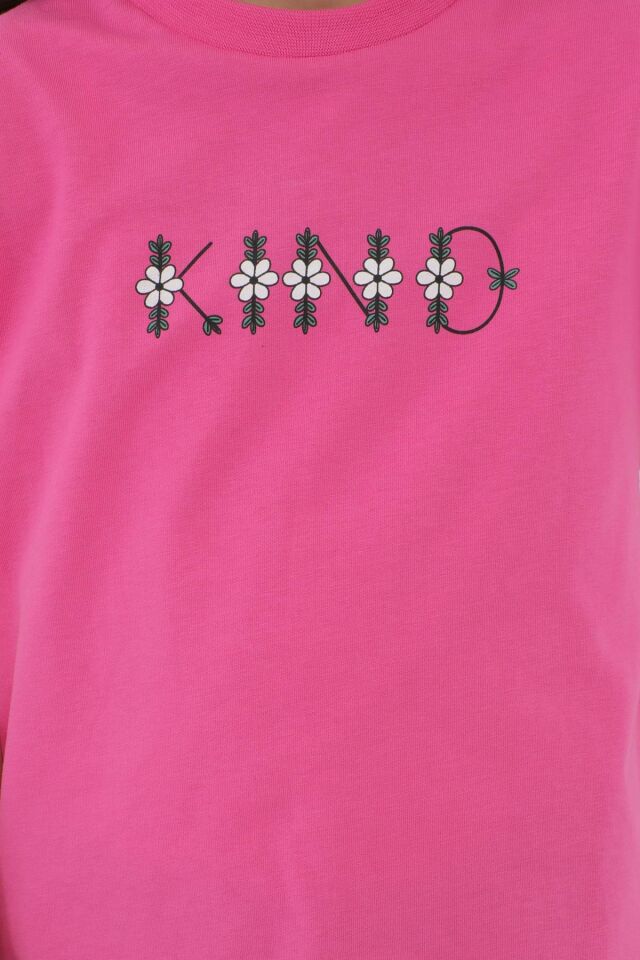 Bisiklet Yaka Baskı Detaylı Kız Çocuk Alt Üst Takım FUŞYA - 2-3 Yaş