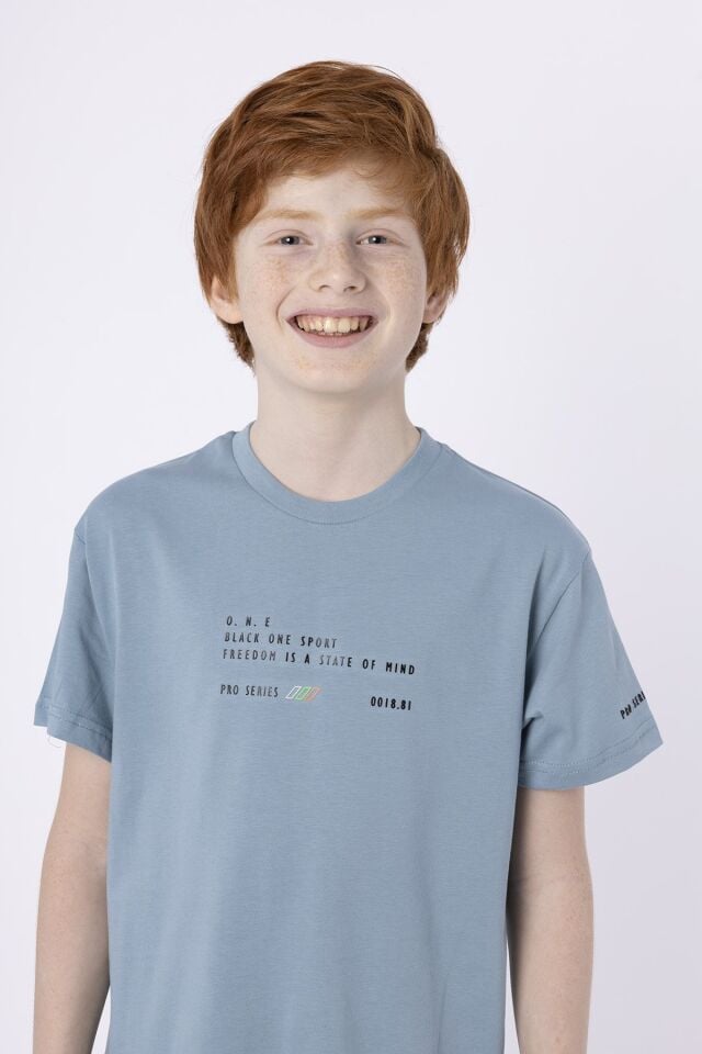 %100 PAMUK SÜPREM KUMAŞTAN ENJEKSİYON BASKILI ERKEK ÇOCUK T-SHIRT YAZLIK BİSİKLET YAKA BLACK ONE