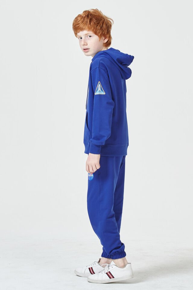 Erkek Çocuk Şardonsuz 2 İplik Baskılı Kapüşonlu Spor Eşofman Takımı – Normal Kalıp 10-11 Yaş - SAKS