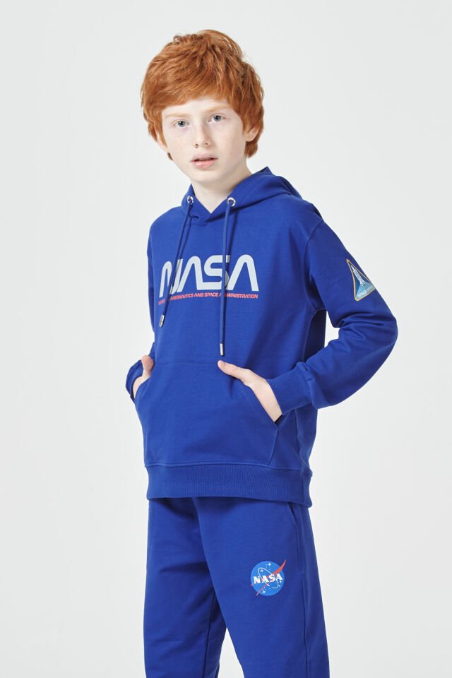 Erkek Çocuk Şardonsuz 2 İplik Baskılı Kapüşonlu Spor Eşofman Takımı – Normal Kalıp 11-12 Yaş - SAKS