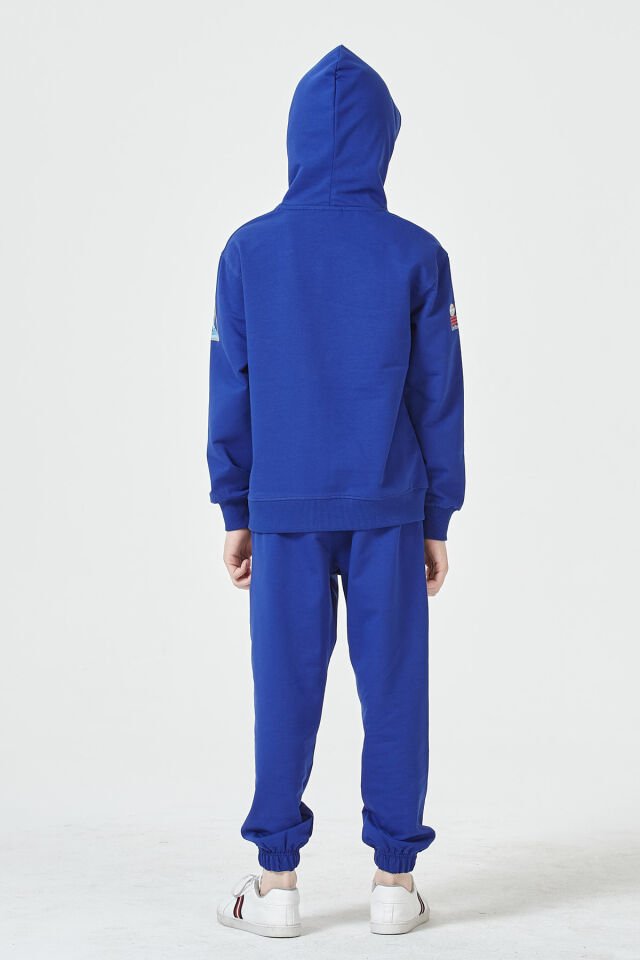 Erkek Çocuk Şardonsuz 2 İplik Baskılı Kapüşonlu Spor Eşofman Takımı – Normal Kalıp 11-12 Yaş - SAKS