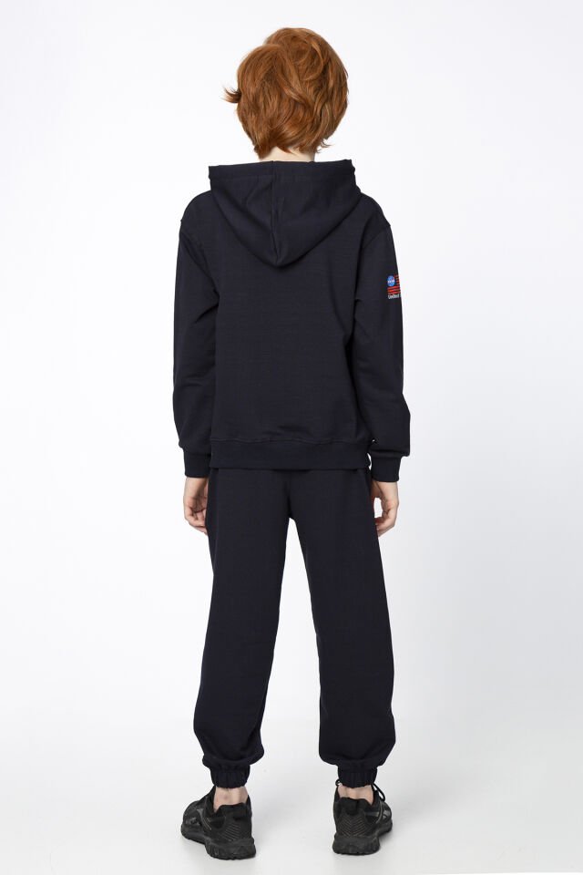 Erkek Çocuk Şardonsuz 2 İplik Baskılı Kapüşonlu Spor Eşofman Takımı – Normal Kalıp 10-11 Yaş - MOR