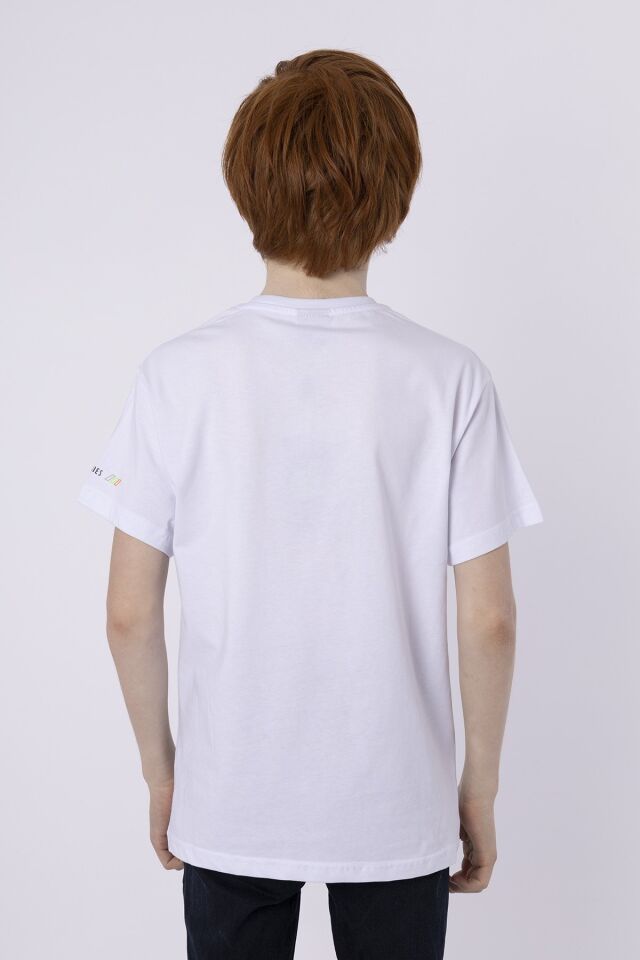 %100 PAMUK SÜPREM KUMAŞTAN ENJEKSİYON BASKILI ERKEK ÇOCUK T-SHIRT YAZLIK BİSİKLET YAKA BLACK ONE 8-9 Yaş - BEYAZ