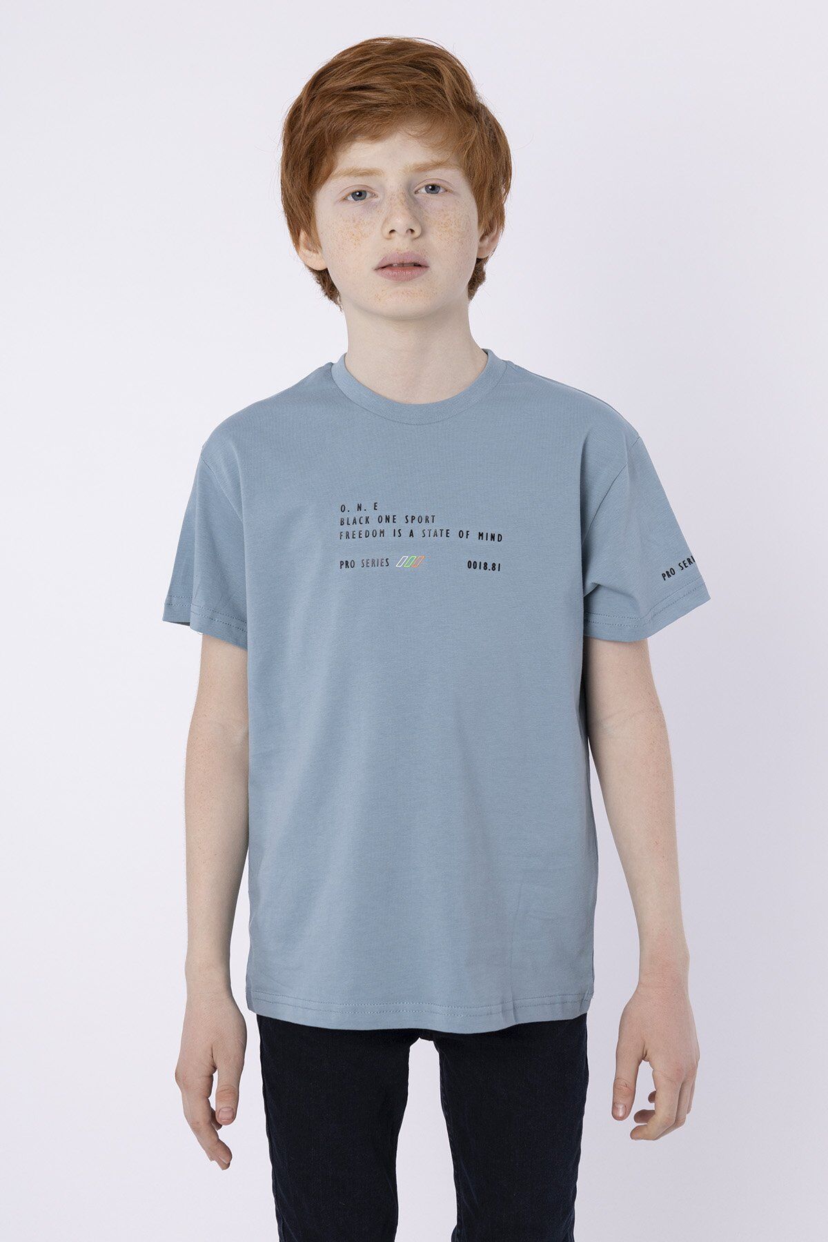 %100 PAMUK SÜPREM KUMAŞTAN ENJEKSİYON BASKILI ERKEK ÇOCUK T-SHIRT YAZLIK BİSİKLET YAKA BLACK ONE 9-10 Yaş - COMEO BLUE