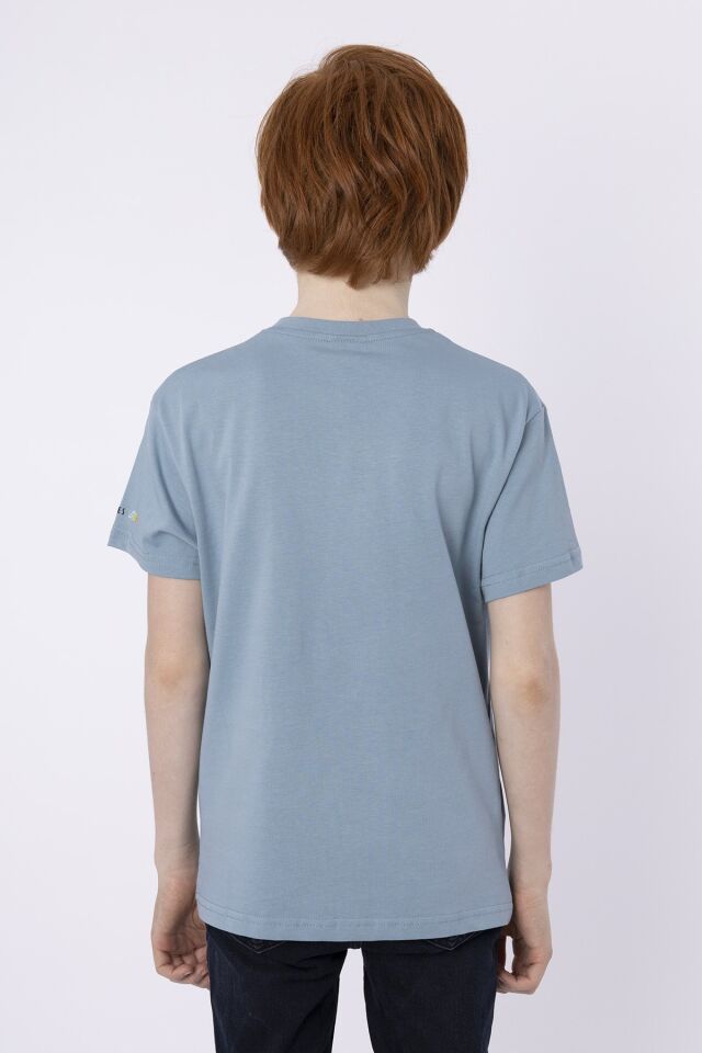 %100 PAMUK SÜPREM KUMAŞTAN ENJEKSİYON BASKILI ERKEK ÇOCUK T-SHIRT YAZLIK BİSİKLET YAKA BLACK ONE 9-10 Yaş - COMEO BLUE