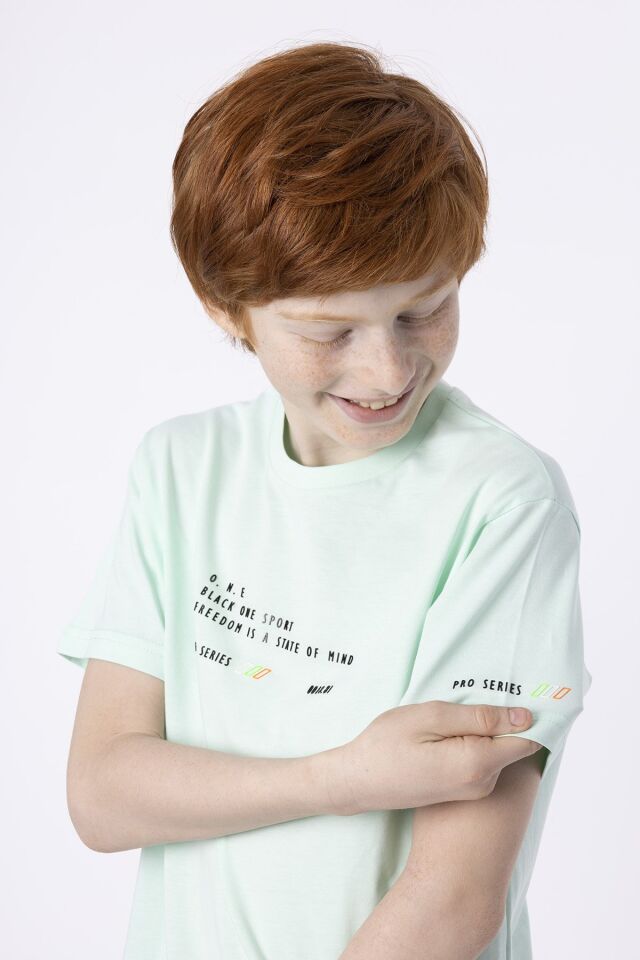 %100 PAMUK SÜPREM KUMAŞTAN ENJEKSİYON BASKILI ERKEK ÇOCUK T-SHIRT YAZLIK BİSİKLET YAKA BLACK ONE 9-10 Yaş - YEŞİL