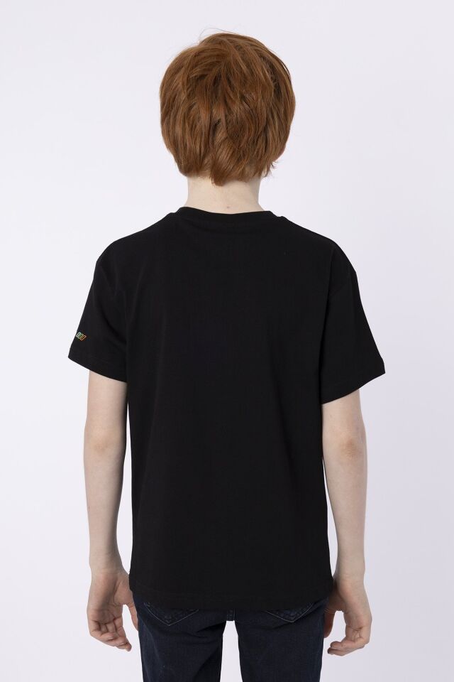 %100 PAMUK SÜPREM KUMAŞTAN ENJEKSİYON BASKILI ERKEK ÇOCUK T-SHIRT YAZLIK BİSİKLET YAKA BLACK ONE 8-9 Yaş - SİYAH