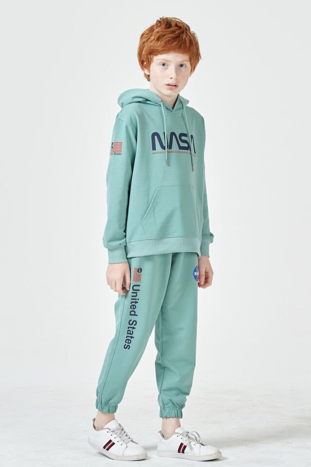 Erkek Çocuk Şardonsuz 2 İplik Baskılı Kapüşonlu Spor Eşofman Takımı – Normal Kalıp 10-11 Yaş - ÇAĞLA