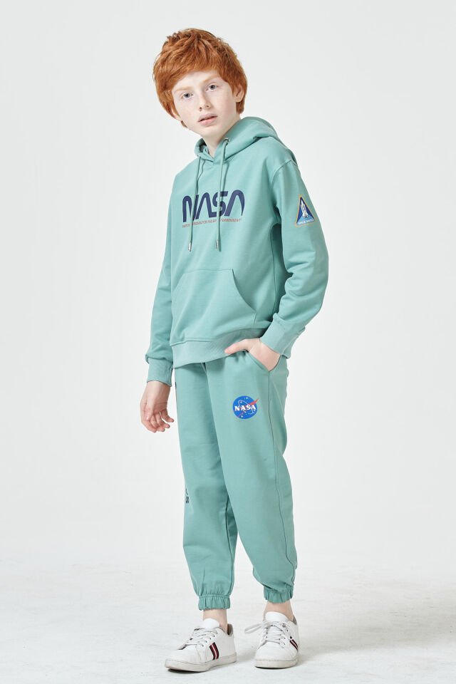 Erkek Çocuk Şardonsuz 2 İplik Baskılı Kapüşonlu Spor Eşofman Takımı – Normal Kalıp 10-11 Yaş - ÇAĞLA