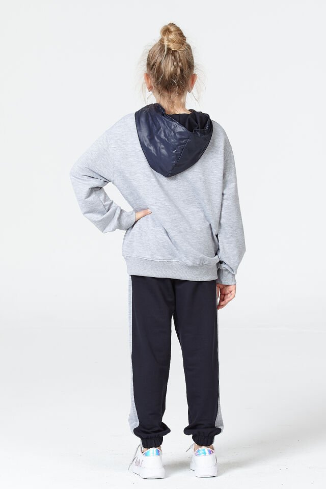 Kız Çocuk Şardonsuz 2 İplik Spor Eşofman Takımı – Normal Kalıp Mevsimlik GRİ MELANJ - 9-10 Yaş