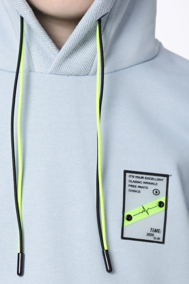 Kapüşonlu Kısa Kollu Kordon Detaylı Erkek Çocuk Alt Üst Takım 8-9 Yaş - SOLUK MAVİ