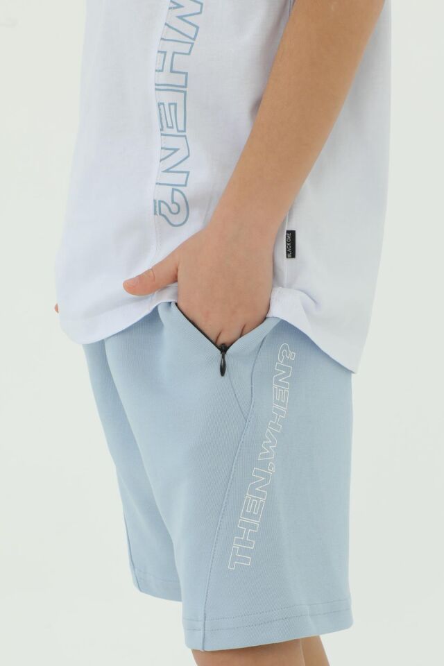 Bisiklet Yaka Erkek Çocuk Baskı Detaylı T-Shırt Ve Şort İkili Takım