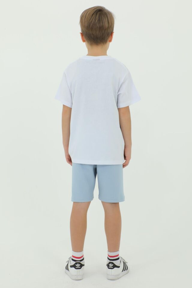 Bisiklet Yaka Erkek Çocuk Baskı Detaylı T-Shırt Ve Şort İkili Takım