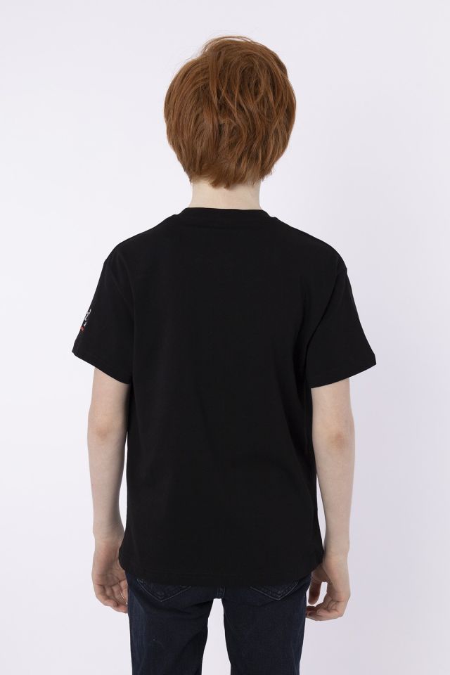 %100 PAMUK SÜPREM KUMAŞTAN ENJEKSİYON BASKILI ERKEK ÇOCUK T-SHIRT YAZLIK BİSİKLET YAKA BLACK ONE