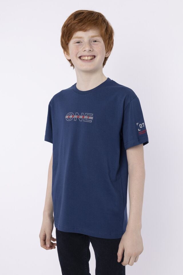 %100 PAMUK SÜPREM KUMAŞTAN ENJEKSİYON BASKILI ERKEK ÇOCUK T-SHIRT YAZLIK BİSİKLET YAKA BLACK ONE