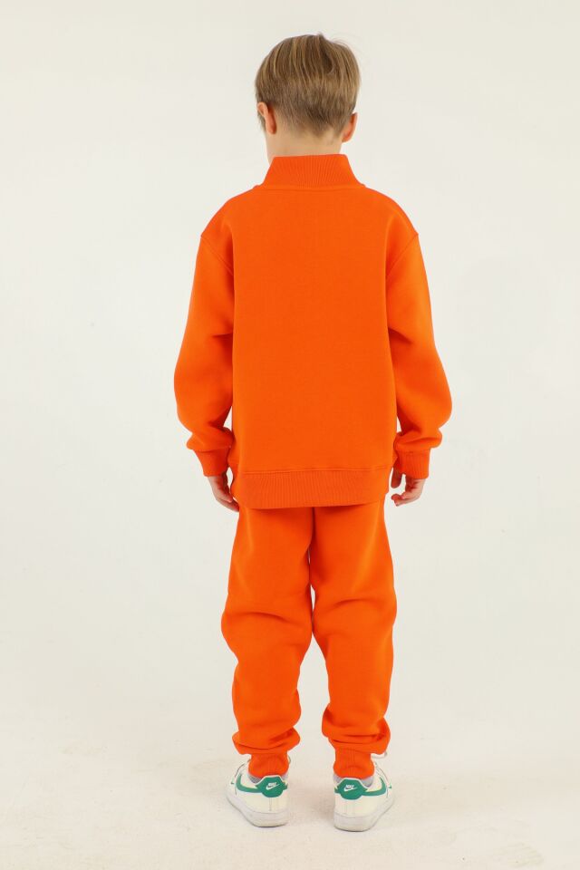 Dik Yaka Baskı Detaylı Eşofman Takım ORANJ - 2-3 Yaş