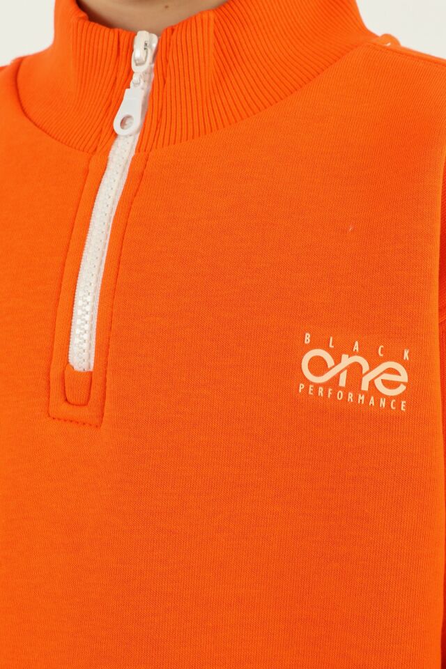 Dik Yaka Baskı Detaylı Eşofman Takım ORANJ - 3-4 Yaş