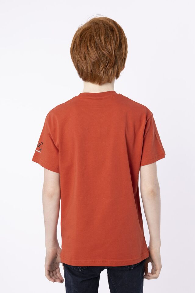 %100 PAMUK SÜPREM KUMAŞTAN ENJEKSİYON BASKILI ERKEK ÇOCUK T-SHIRT YAZLIK BİSİKLET YAKA BLACK ONE 8-9 Yaş - KİREMİT