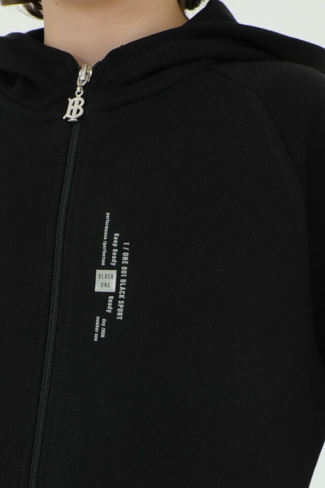 Kapüşonlu Baskı Detaylı Pike Kumaştan Erkek Çocuk Eşofman Takımı