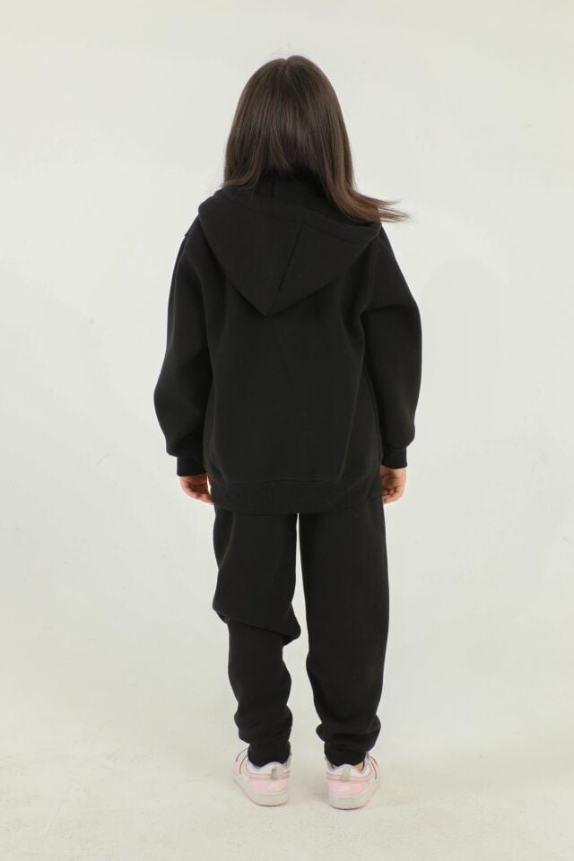 Kapüşonlu Barbie Baskı Detaylı 3 Lü Kız Çocuk Eşofman Takımı