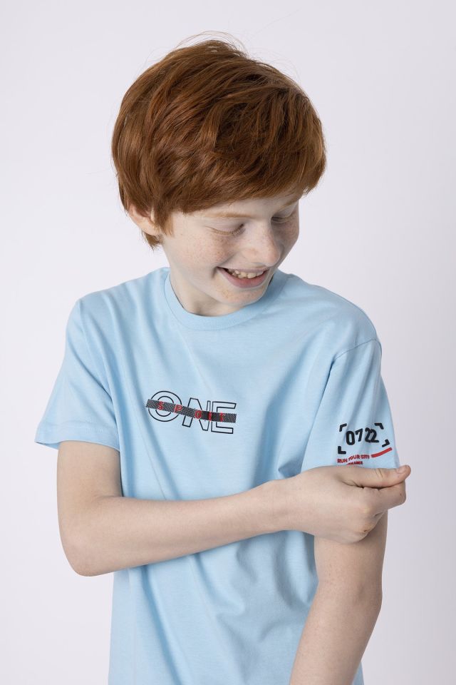 %100 PAMUK SÜPREM KUMAŞTAN ENJEKSİYON BASKILI ERKEK ÇOCUK T-SHIRT YAZLIK BİSİKLET YAKA BLACK ONE 9-10 Yaş - MAVİ