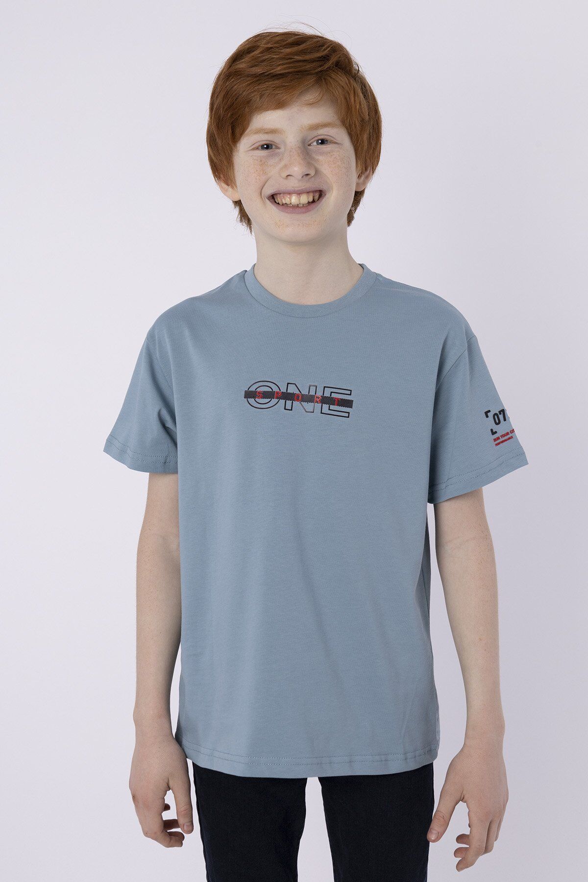 %100 PAMUK SÜPREM KUMAŞTAN ENJEKSİYON BASKILI ERKEK ÇOCUK T-SHIRT YAZLIK BİSİKLET YAKA BLACK ONE 9-10 Yaş - COMEO BLUE