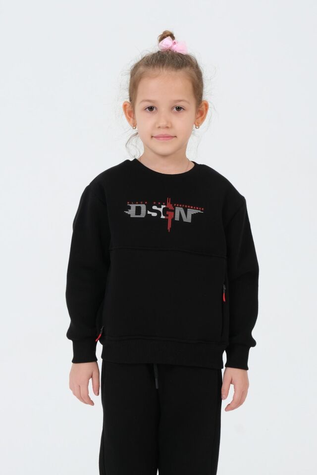 Kız Çocuk Bisiklet Yaka Eşofman Takımı