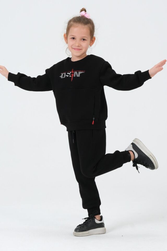 Kız Çocuk Bisiklet Yaka Eşofman Takımı