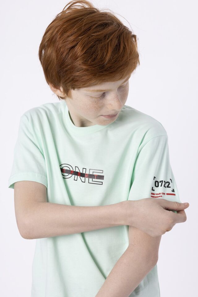 %100 PAMUK SÜPREM KUMAŞTAN ENJEKSİYON BASKILI ERKEK ÇOCUK T-SHIRT YAZLIK BİSİKLET YAKA BLACK ONE 9-10 Yaş - YEŞİL