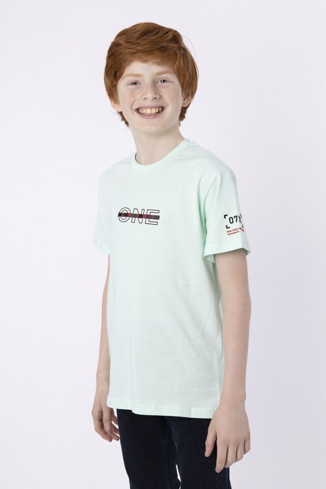 %100 PAMUK SÜPREM KUMAŞTAN ENJEKSİYON BASKILI ERKEK ÇOCUK T-SHIRT YAZLIK BİSİKLET YAKA BLACK ONE 10-11 Yaş - YEŞİL